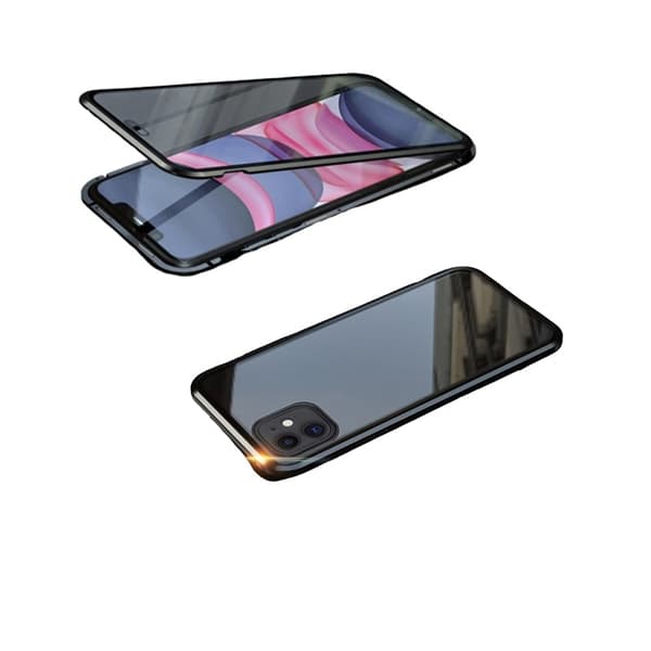 Magnetisk etui til iPhone, dobbeltsidet hærdet glasbeskyttelse Sort iPhone 16
