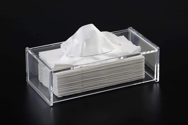 Akryl Tissueboks Deksel Klar Tissueholder Serviett Dispenser for Hjemmekontor Bil (Rektangulær)