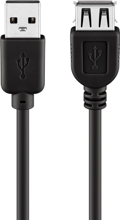 USB-A forlængerkabel, 0,3 m, sort
