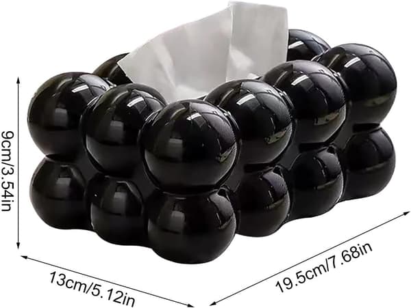 Generisk skumfidus-servietboks, sort boble, kreativ servietboks, rektangulær servietdispenser, ansigtspapir-organizer black