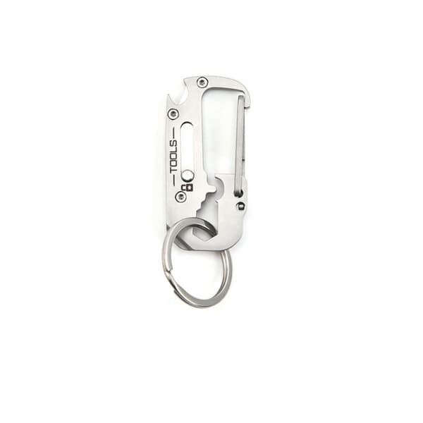 Nøglering i rustfrit stål 8-i-1 multifunktionelt værktøj til hverdag og rejser - kompakt 5,8 cm x 2,8 cm til bilmontering og nem nøglehåndtering