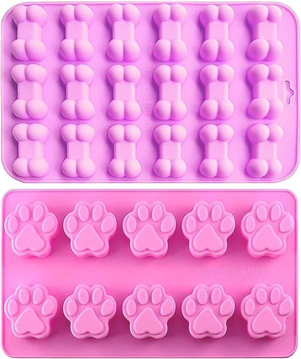 Silikone Chokoladeforme, 2 STK Kattepote vs Hundebensformede Genanvendelige Bageforme Isterningebakker, Hvalpe Kattepote DIY Forme