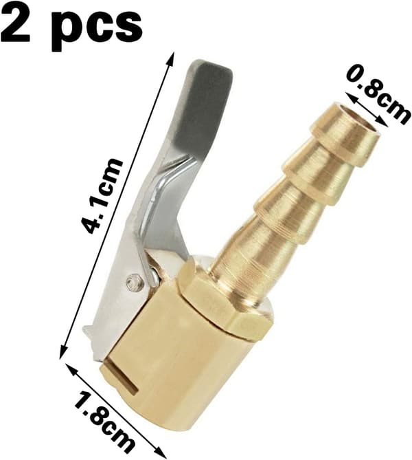 Stykker Oppustningsdyse, Oppustningsventil Clip Clamp Connector Adapter, til Dækventiler, Messing, 8mm