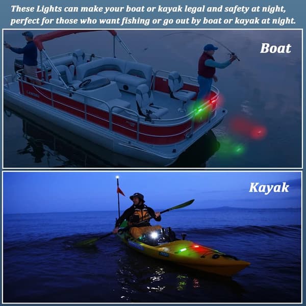 Kajak navigationslys, agterlys, batteridrevne vandtætte kajaklys til natnavigation, paddleboardlys