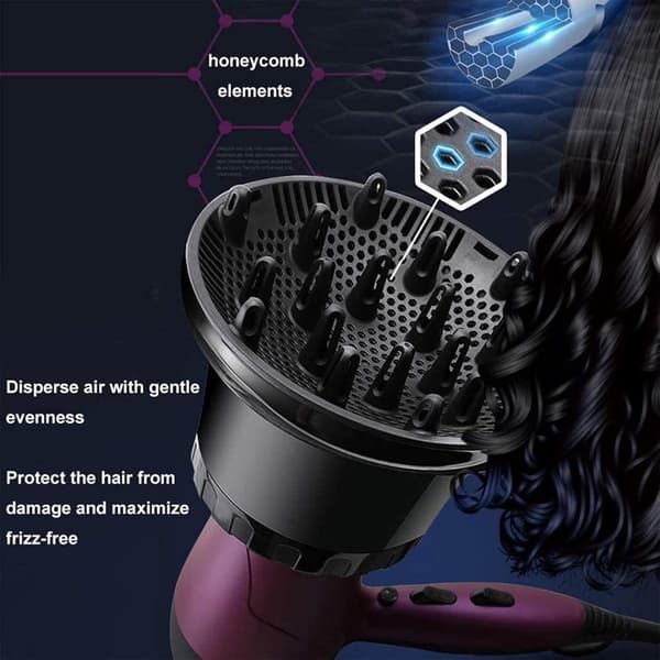 Universal hår diffuser, kompatibel med hårfønere, justerbar diffuserdyse fra 3,5 til 6,5 cm (1,4 til 2,6 tommer)