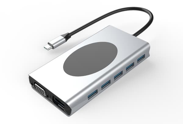 13-i-1 USB-C hub med HDMI, VGA, Ethernet, SD-kortlæser og mere