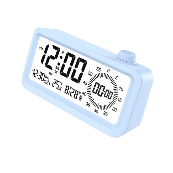 Genopladelig Smart Vækkeur med LCD, Natlys og Nedtællingstimer Blå Blue