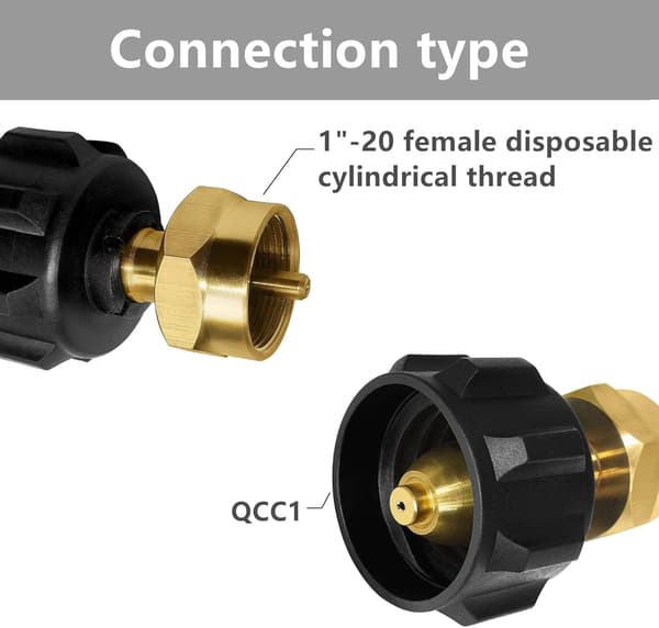 Propanfyllningsadapter, koppling för propangasflaska - Kompatibel med QCC1 / Typ 1 propanflaskor