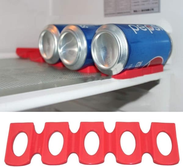 Sett med 2 stablebare flaske- og boksholdere, silikonboksdispenser, plassbesparende, rød