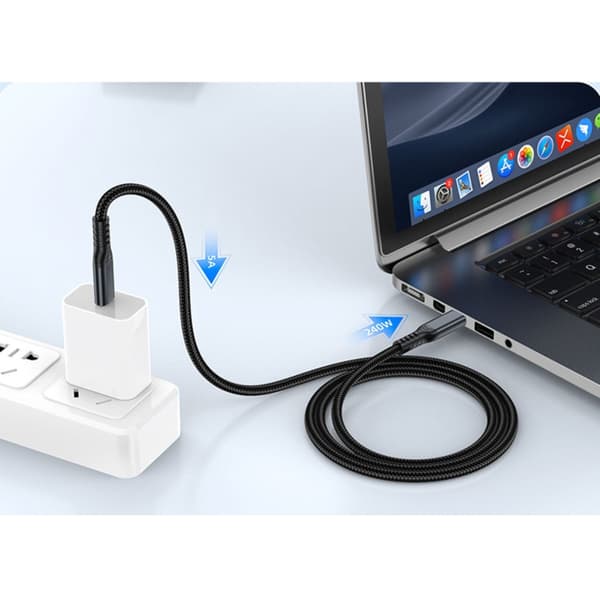USB4 datakabel USB-C til USB-C, 40 Gbps, 240W PD, DP1.4 8K@60Hz, nylonflettet, kompatibel med Thunderbolt 4/3 og USB 3.2/3.0 Grå 1.5 M Grå 1.5 M Gray