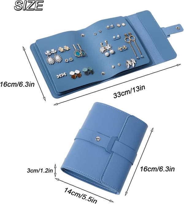 Øreringeholder Organizer med foldbart bogdesign, blå blue