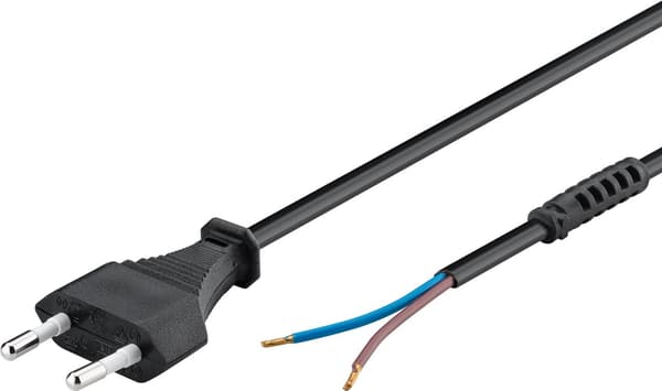 Kabel med Euro-kontakt för montering, 1,5 m, svart