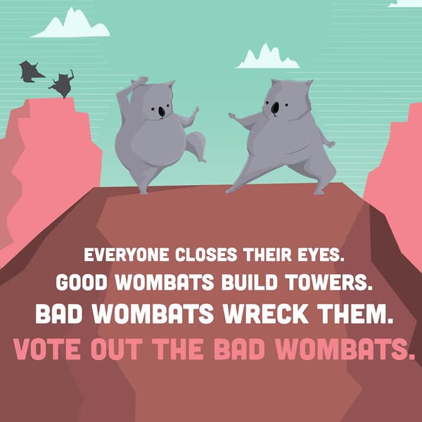 Hand to Hand Wombat av Exploding Kittens - 3-6 Spelare - Ålder 7+ - 15 Minuters Speltid - Ett Spel om Teamwork och Problemmakare