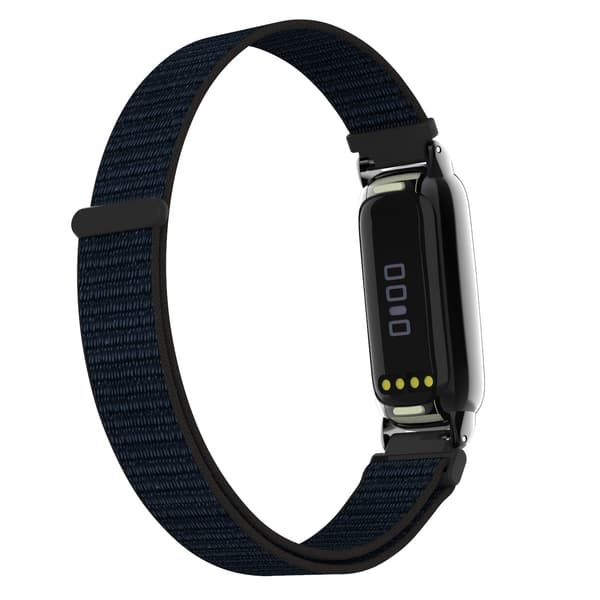 Nylon Loop Armband Kompatibelt med Fitbit Luxe - Justerbart Sportarmband Svart Black