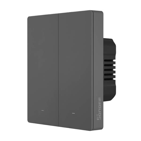 Smart WiFi veggbryter SONOFF M5-2C-80 (2-kanals, for ramme, grafitt)