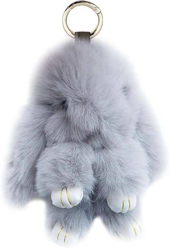 Pupu avaimenperä Söpö Pehmeä Tekoturkis Avaimenperä Auton Käsilaukun Avaimenperä (VAALEANHARMAA) LIGHT GREY