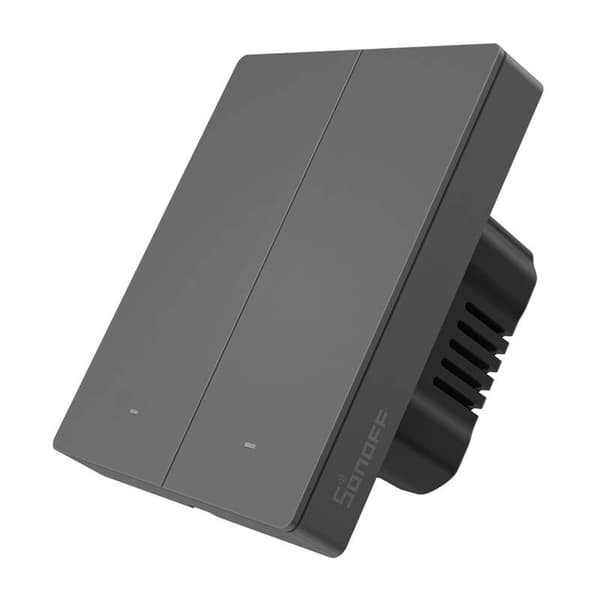 Smart WiFi veggbryter SONOFF M5-2C-80 (2-kanals, for ramme, grafitt)