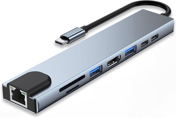 USB C Hubb, 8-i-1 Laptop Docking Station, USB C Docking Station Multiport Adapter