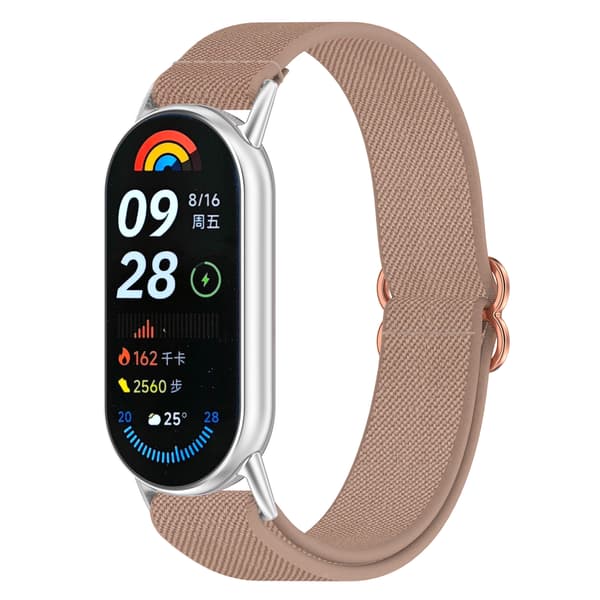 Xiaomi Mi Band 9/8/NFC Andningsbart Nylonarmband Rosa Pink
