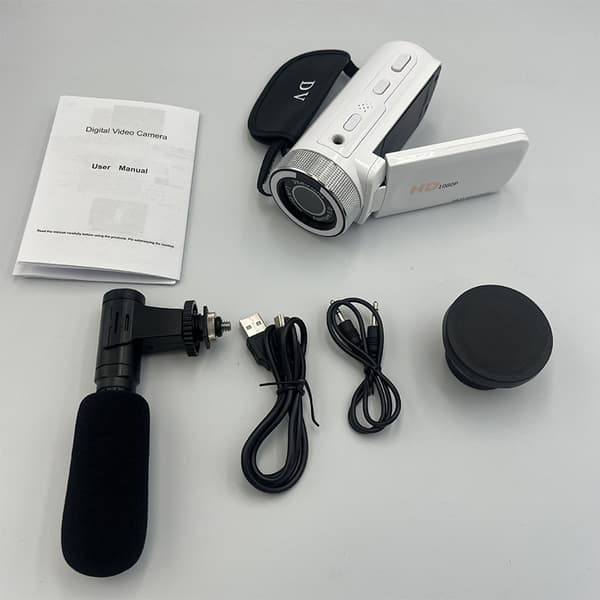 HD digitalkamera med vidvinkelobjektiv hvit White