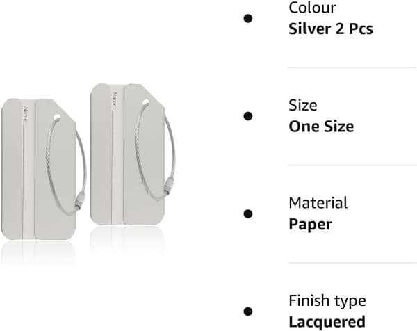Bagageetiketter i aluminium för bagageidentifiering (silver, set om 2)