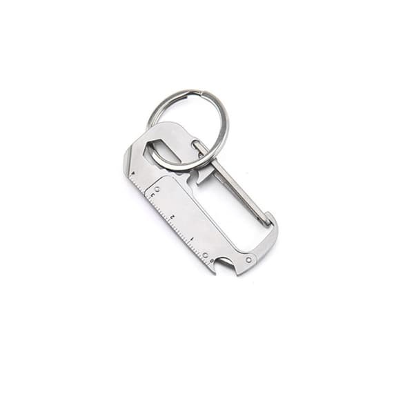 Nøglering i rustfrit stål 8-i-1 multifunktionelt værktøj til hverdag og rejser - kompakt 5,8 cm x 2,8 cm til bilmontering og nem nøglehåndtering