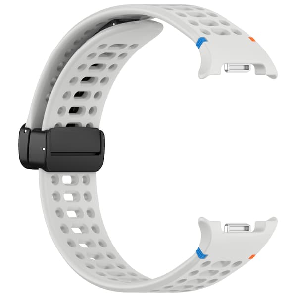 Silikonerem med magnetlås og åndehuller til Samsung Watch 8 og 8 Classic - Beige Lysegrå LightGrey