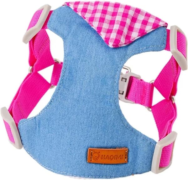 Stilfuldt og robust hundesele-sæt - Justerbar brystrem til kæledyr, blødt og mode til hvalpe og killinger (Pink, M-Bryst 46-58CM) M