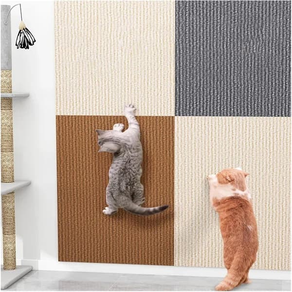 Selvklæbende tæppe til katte, anti-kattekrads, sofa DIY kattekradsebræt, sofaprotektion, poter slibning, kan tilpasses (lysegrå, 30x30cm) 30CM*30CM*4MM