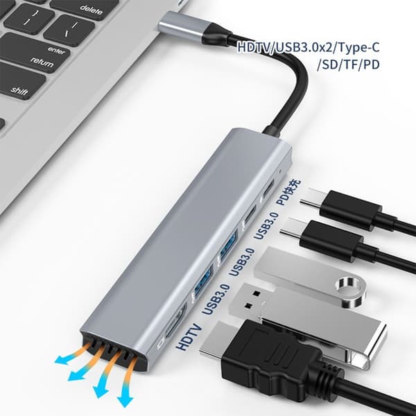 5-i-1 USB-C til HDMI-hub 4K med USB-C data og 100W PD-lading, kompatibel med Macbook/Huawei/Apple