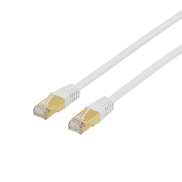 S/FTP Cat7 patchkabel med RJ45, 0,3m, 600MHz, LSZH, vit
