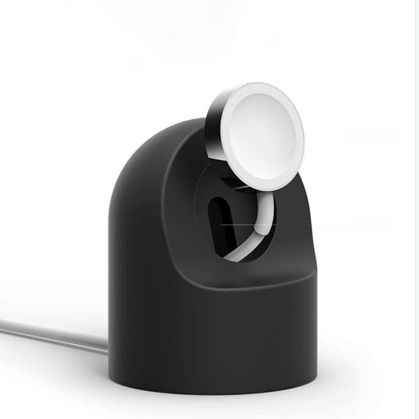 Silikone opladerstander kompatibel med Apple Watch - Skrivebordsopladerdock Sort Black