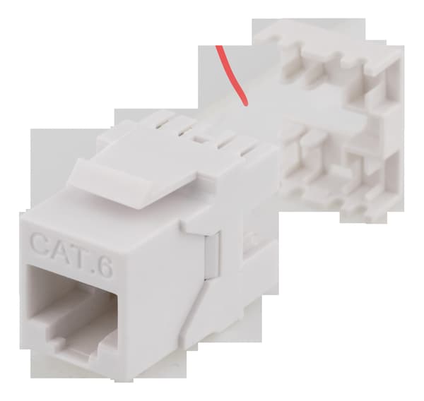 Cat6 Keystone jack, LSA/110 terminering, plastik, 180, hvid