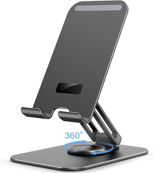 Desktop tablet stander, justerbar drejestander, foldbar bærbar holder til 4-13 tommer tablets (sort)
