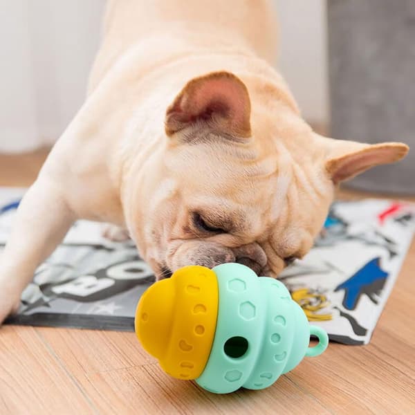 Funktionelt kæledyr langsom foder tyggelegetøj til hunde mod overspisning og kedsomhed, mental foder hund stressreducerende legetøj, blå blue