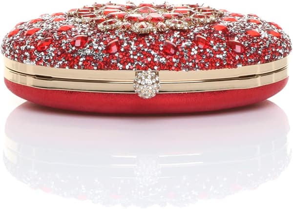 Diamantutsmyckad oval balkopplingsväska (röd, 19,5 cm*4,5 cm*15,5 cm) red