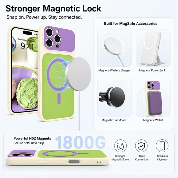 iPhone 16 Pro Magnetisk Cover Kontrast Candy Farve, Pink iPhone16PRO