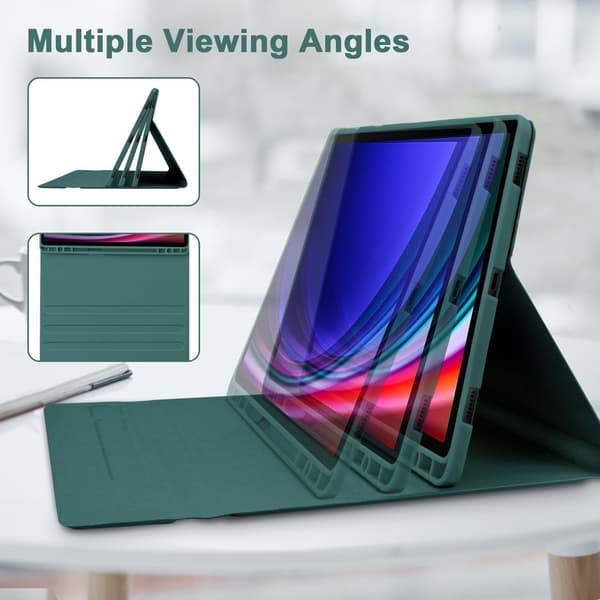 Bluetooth-tangentbordsfodral + tangentbord kompatibelt med Samsung Galaxy Tab S9/S9 FE/S10 (10,9 tum) - Mörkgrön