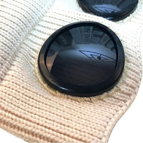 Unisex Goggle Beanie Stickad Vinter Chunky Beanie Hatt Beige