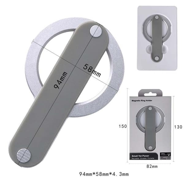 Magnetisk Stropp Telefonstativ - Aluminiumslegering og TPU - Kompatibel med Trådløs Lading Sølv Silver