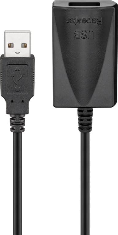 Aktivt USB-forlængerkabel, 5 m, sort