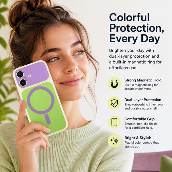 iPhone 16 Plus magnetisk deksel i kontrastfarger, rosa iPhone16PLUS