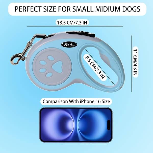 5M uttrekkbart hundebånd for små og mellomstore hunder, blått blue
