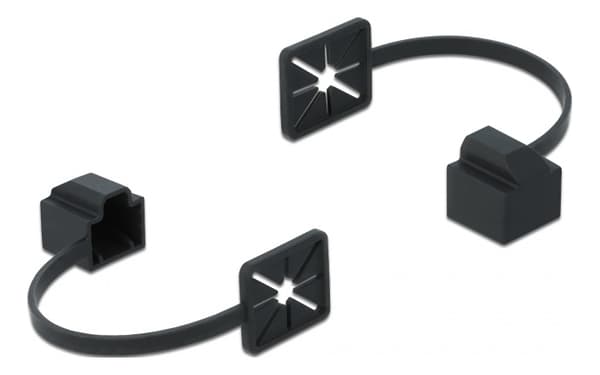 Støvhætte til RJ45-stik med monteringsclips, sort