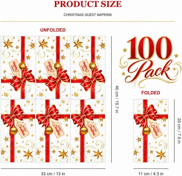 100 st julservetter presentask rosett 11 x 20 cm