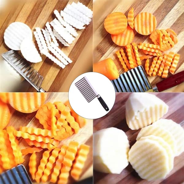 Bølget fransk friturekutter i rustfrit stål til pommes frites og grøntsager, spiralgrøntsagskutter til gulerødder og chips