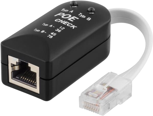 Testityökalu POE:lle (Power over Ethernet), musta