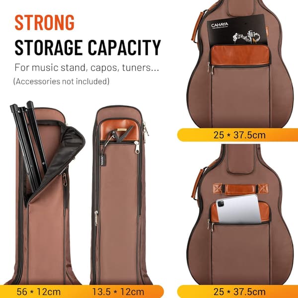 40-41 tommers akustisk gitarbag med 10T polstring Brun Brown