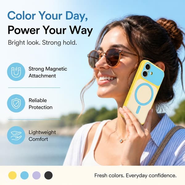iPhone 16 Plus Magnetisk Cover Kontrast Candy Farve, Hvid iPhone16PLUS