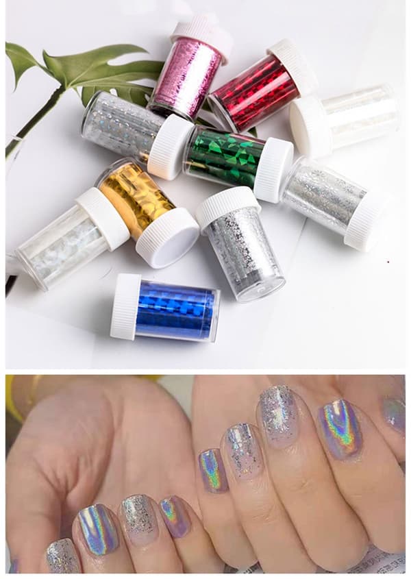 Nagelfolie 10 rullar Flerfärgad